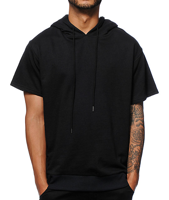 french terry short sleeve hoodie