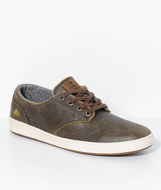 Emerica Mens The Romero Laced Shoes,11,Brown//Grey//White