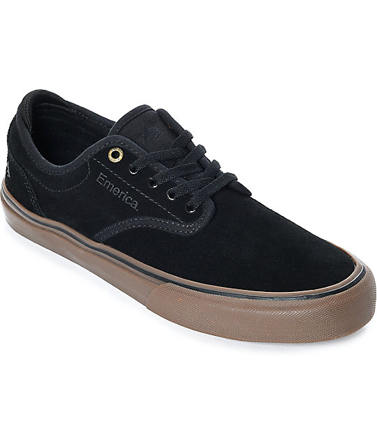 Emerica Wino G6 Black & Gum Suede Skate Shoes | Zumiez