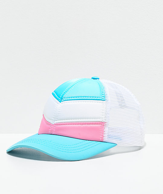 pink and blue hat