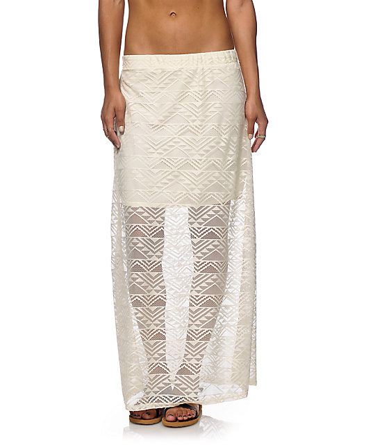 Empyre Anais Cream Crochet Maxi Skirt | Zumiez