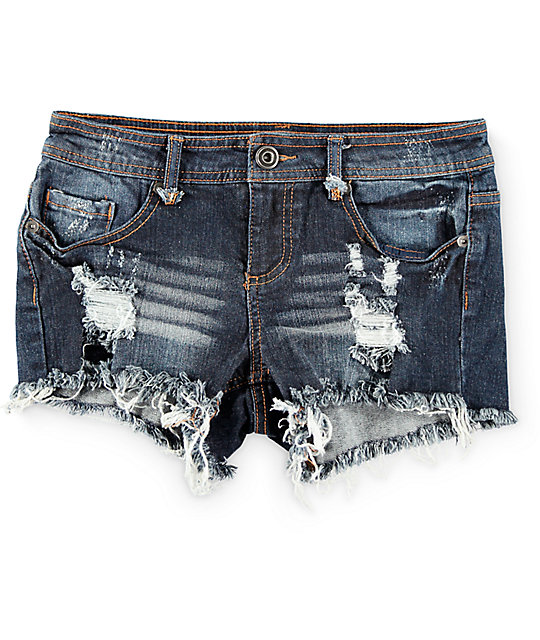dark wash denim shorts womens