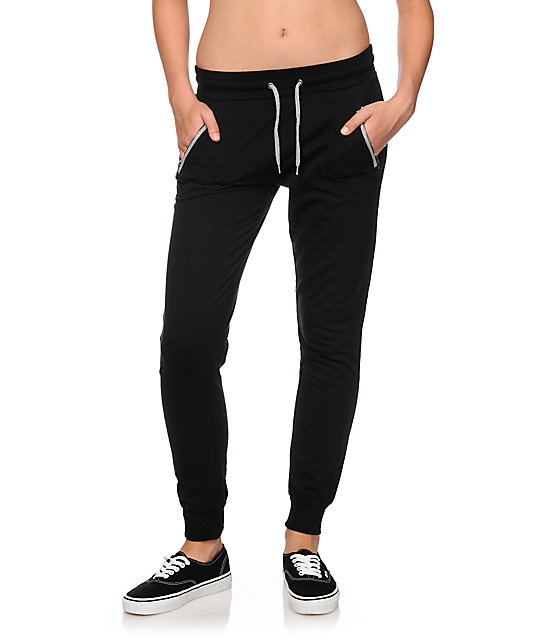 black zip pocket joggers