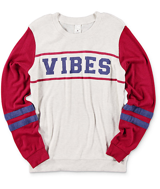 red and white crew neck