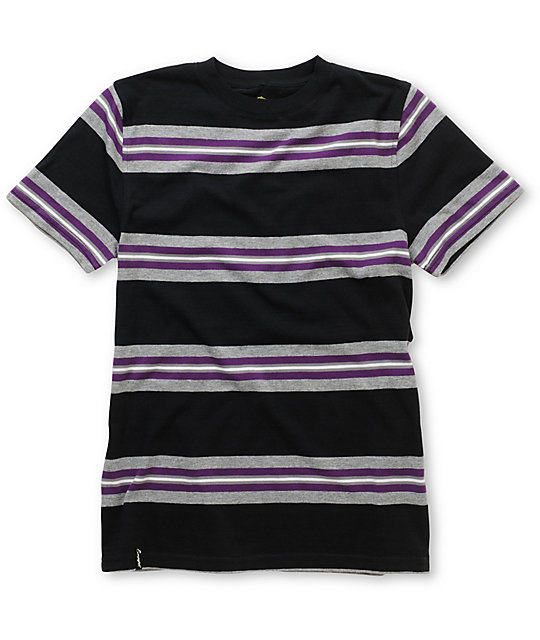 Empyre Boys Skeet Black & Purple Stripe Crew Neck T-Shirt | Zumiez