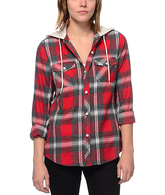 plaid hooded flannel shirt