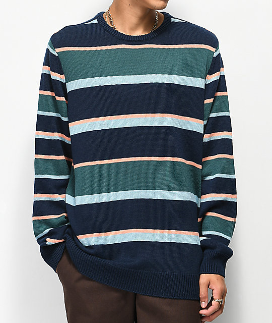 striped crew neck sweatshirt