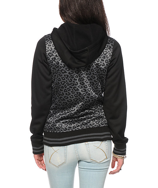 Empyre Brooke Leopard Print Varsity Tech Fleece Jacket | Zumiez