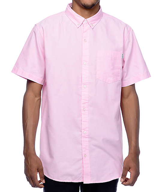 pink button up shirt mens