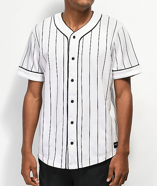 Empyre Chuck White & Black Pinstripe Baseball Jersey