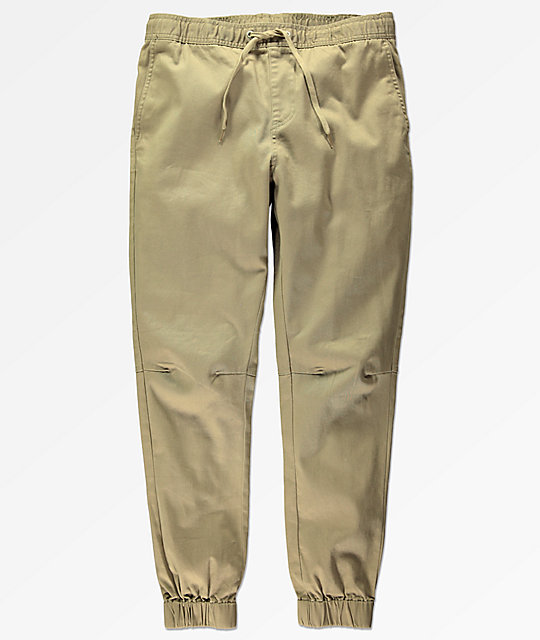 Empyre Creager Stretch Elastic Waist Khaki Jogger Pants Zumiez
