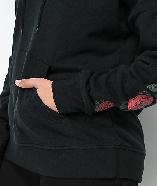 empyre fredia rose sleeve black hoodie