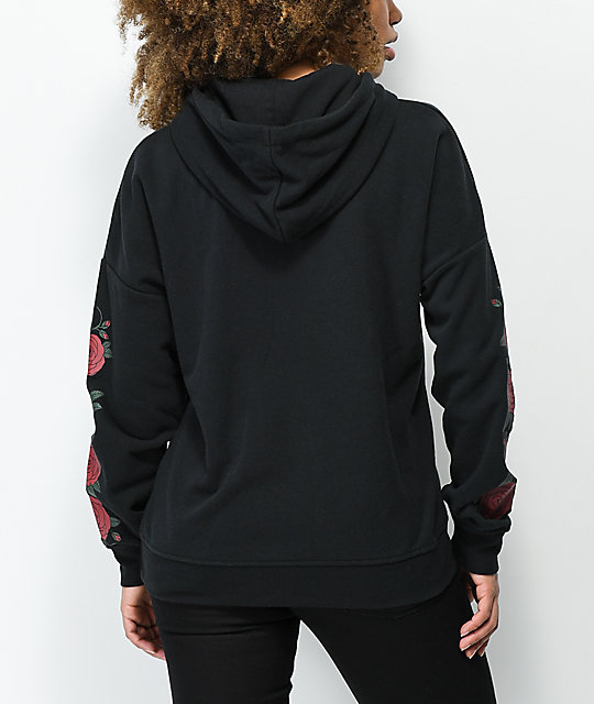 empyre fredia rose sleeve black hoodie