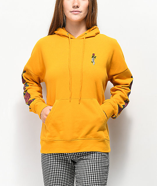 yellow hoodie with rose