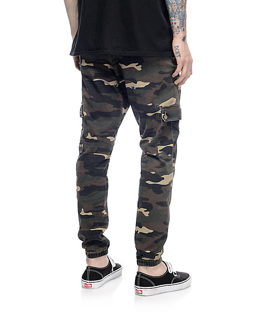 mens camo twill joggers