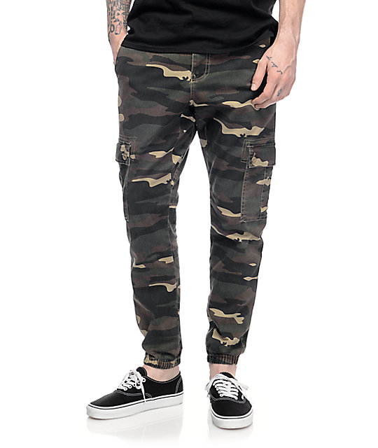 camo joggers with zippers