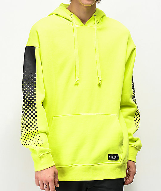 black hoodie with neon green