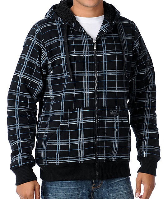 plaid zip up hoodie