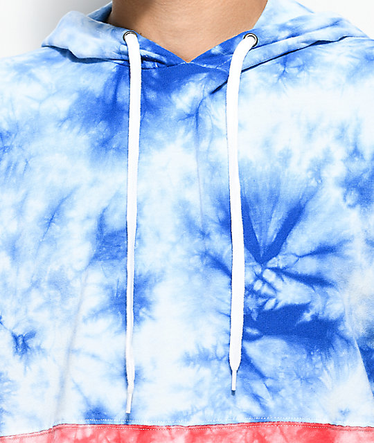 red white and blue tie dye hoodie