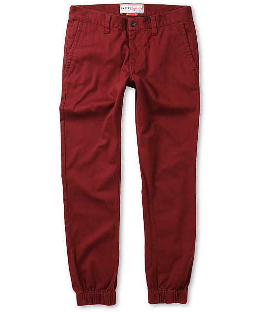 burgundy twill joggers