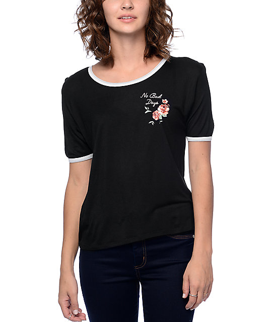 Empyre Knoxville Queen Rose Black Ringer T-Shirt | Zumiez