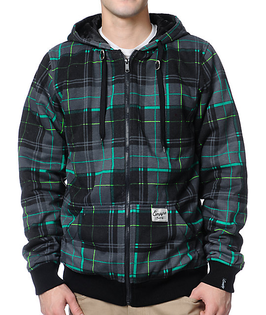 plaid zip up hoodie