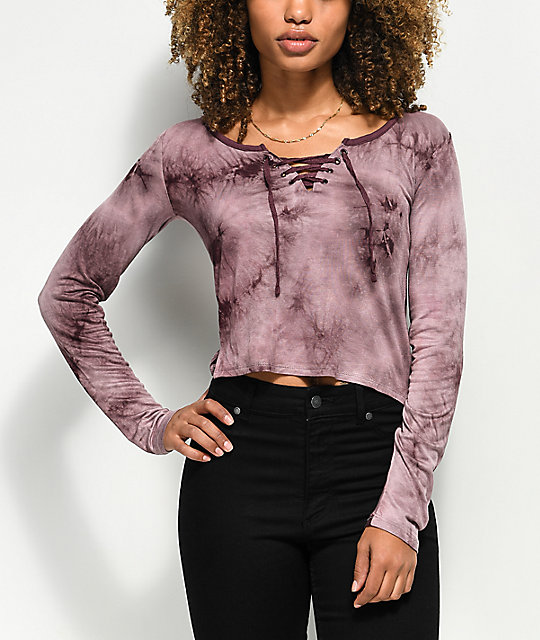 Women over lace up long sleeve shirt europe online