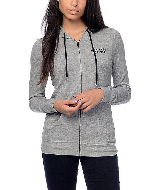 thin grey zip up hoodie