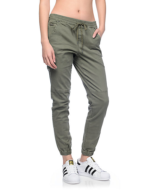 olive twill joggers