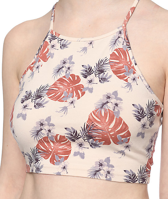 Empyre Mele Pink Palm Crop Tank Top | Zumiez