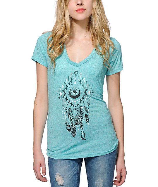 Empyre Moon Feather Dreamcatcher V-Neck T-Shirt | Zumiez