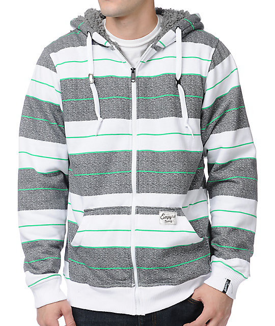 grey and white striped hoodie