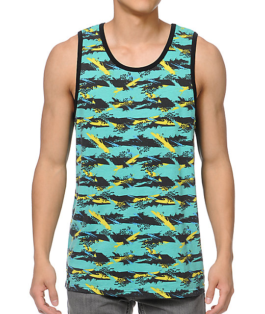 Empyre Paint Party Teal Striped Tank Top | Zumiez