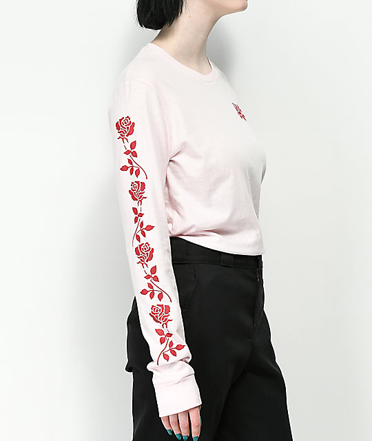 pink rose long sleeve varsity colorblock te