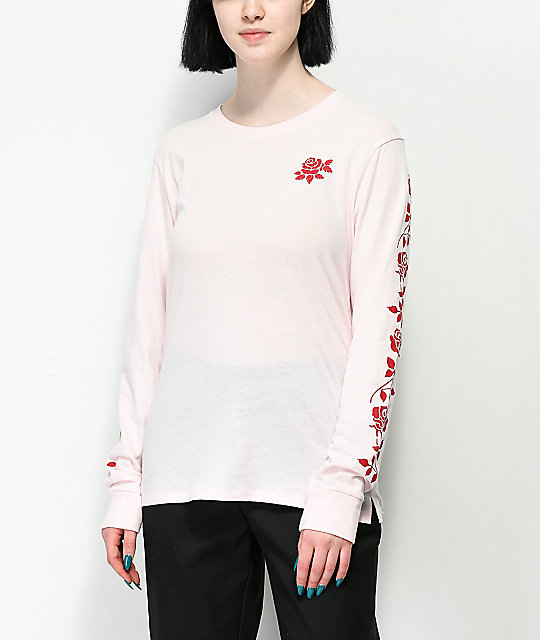 pink rose long sleeve varsity colorblock te