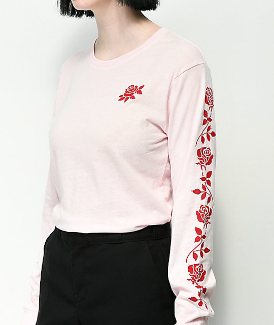 pink rose long sleeve varsity colorblock te pink rose long sleeve varsity colorblock te