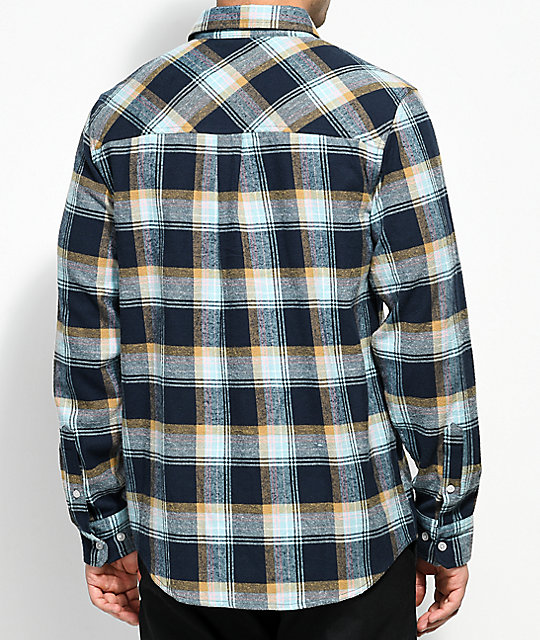 Empyre Sammy Teal, Navy & Black Flannel Shirt | Zumiez