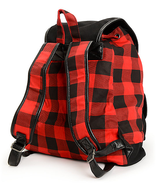 Empyre Serene Black & Red Buffalo Plaid Rucksack Backpack | Zumiez