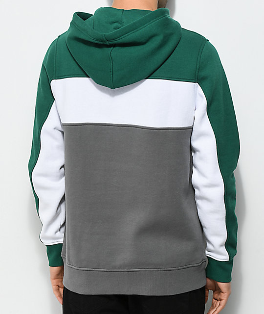 green and grey hoodie