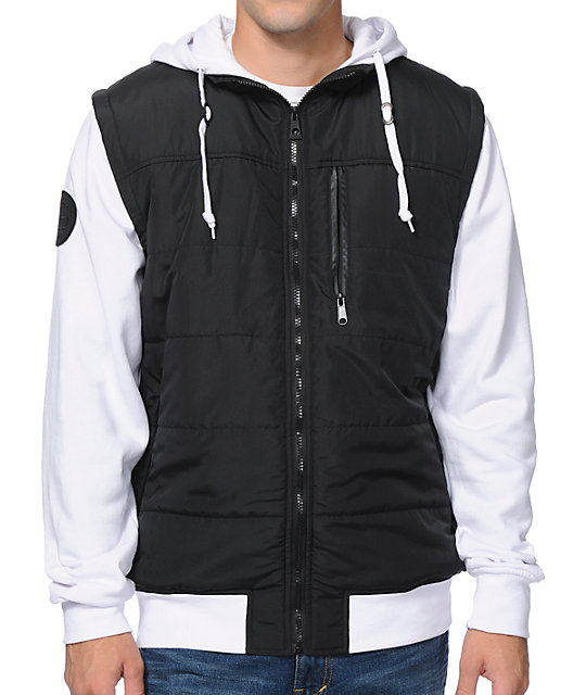 Empyre Special Ops Black & White Zip Up Hooded Vest Jacket | Zumiez