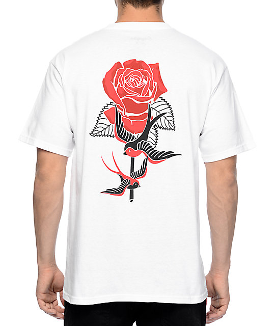 white t shirt with a rose