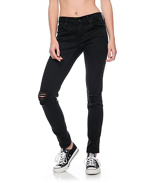 Empyre Tessa Black Storm Destroyed Skinny Jeans | Zumiez