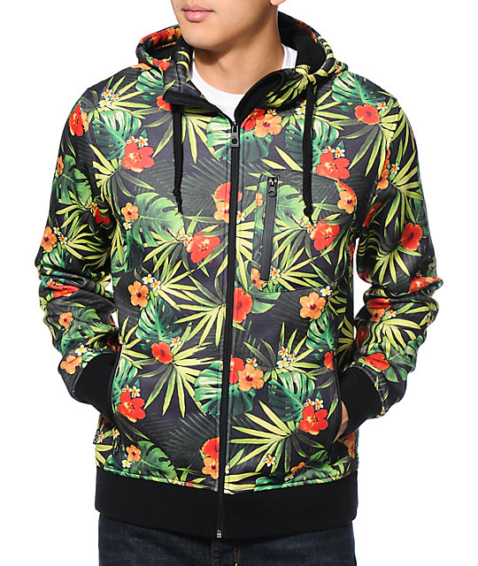 Empyre The Riot Green Tropical Hooded Tech Fleece Jacket | Zumiez