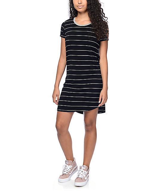 Empyre Thompson Black & White Stripe T-Shirt Dress | Zumiez