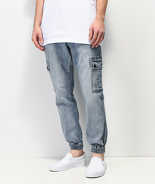 denim cargo joggers