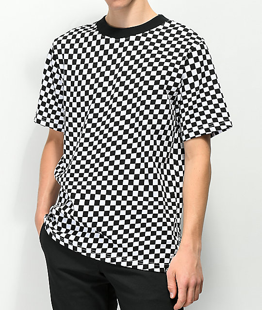 black white checkered dress shirt