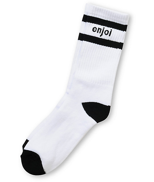 Enjoi Black Stripe White Crew Socks | Zumiez