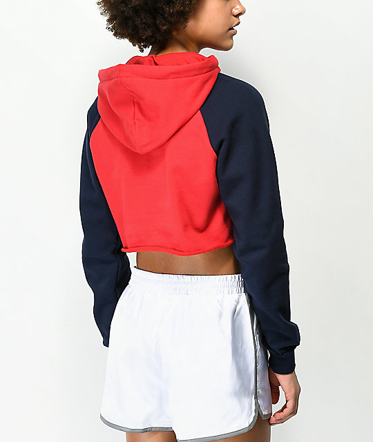 red fila cropped hoodie