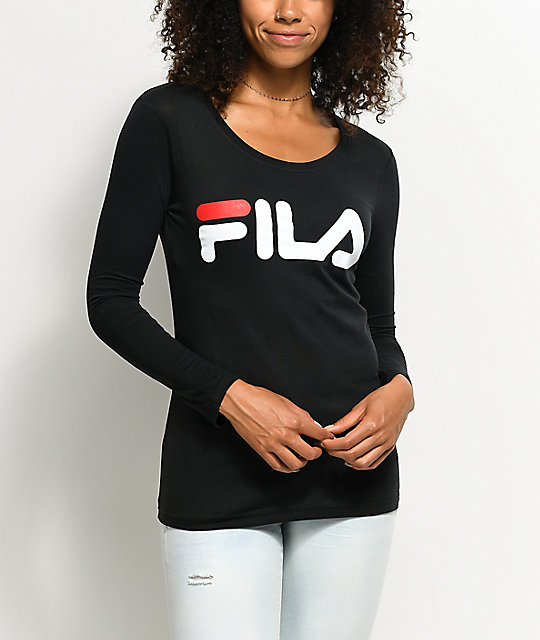 Fila Black Logo Long Sleeve T Shirt Zumiez