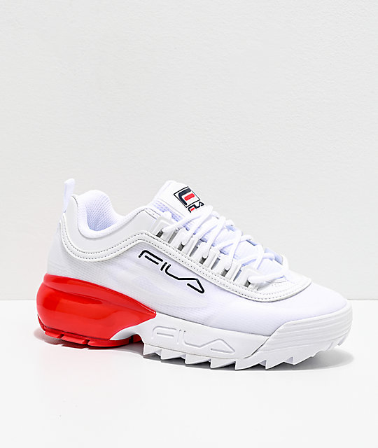 fila red and white shoes